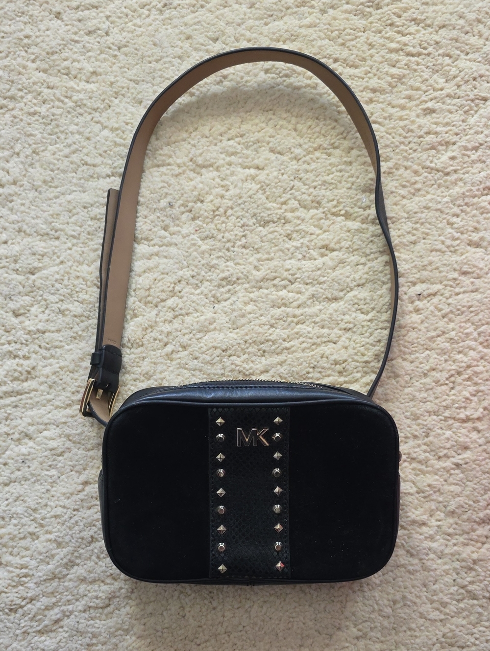 REHAB: Michael Kors Black Velvet Beltbag with Studded MK Detail